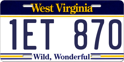 WV license plate 1ET870