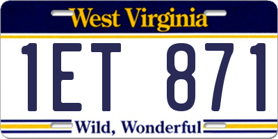 WV license plate 1ET871