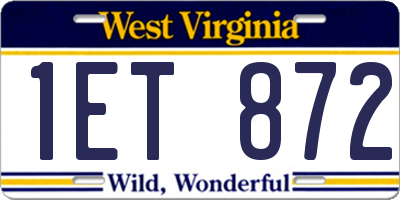 WV license plate 1ET872