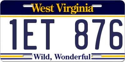 WV license plate 1ET876