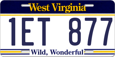 WV license plate 1ET877
