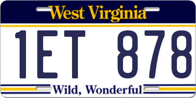 WV license plate 1ET878