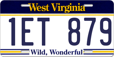 WV license plate 1ET879