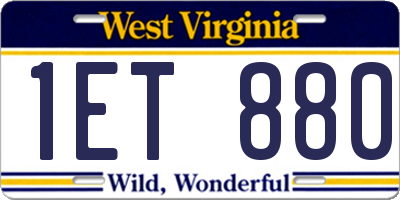 WV license plate 1ET880