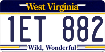 WV license plate 1ET882