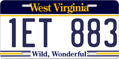 WV license plate 1ET883