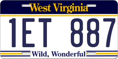 WV license plate 1ET887