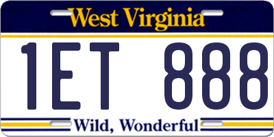WV license plate 1ET888