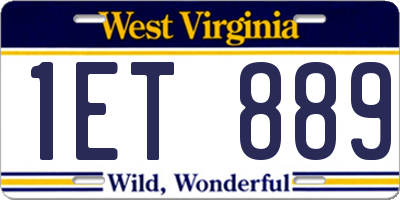 WV license plate 1ET889