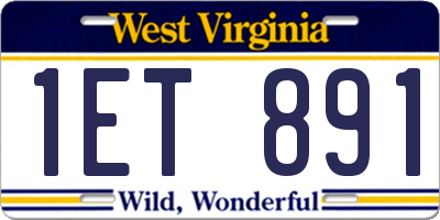 WV license plate 1ET891