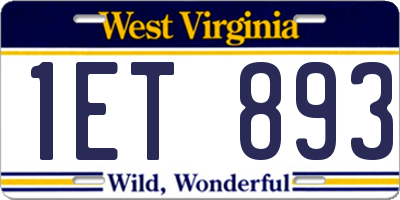 WV license plate 1ET893