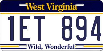 WV license plate 1ET894