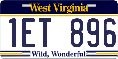 WV license plate 1ET896