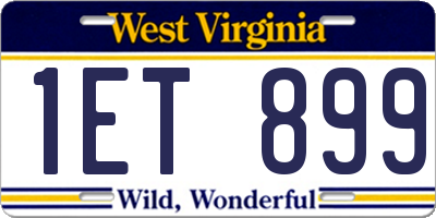 WV license plate 1ET899