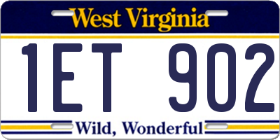 WV license plate 1ET902