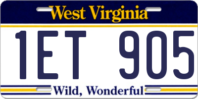 WV license plate 1ET905