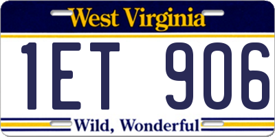 WV license plate 1ET906
