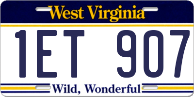 WV license plate 1ET907