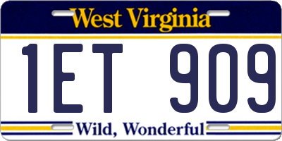 WV license plate 1ET909