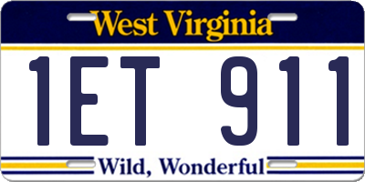 WV license plate 1ET911