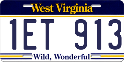 WV license plate 1ET913