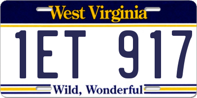 WV license plate 1ET917