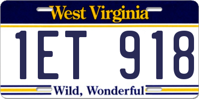 WV license plate 1ET918