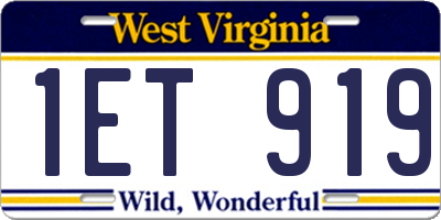 WV license plate 1ET919