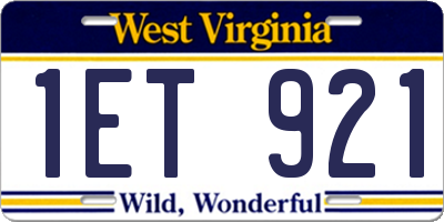 WV license plate 1ET921