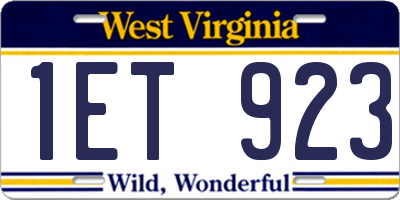 WV license plate 1ET923