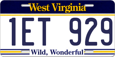WV license plate 1ET929