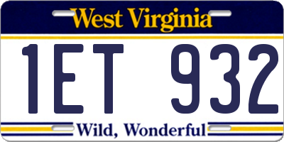 WV license plate 1ET932
