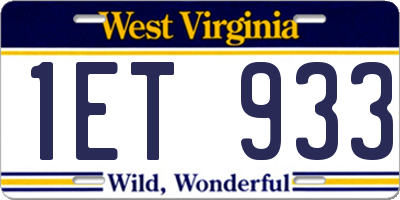 WV license plate 1ET933