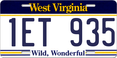 WV license plate 1ET935