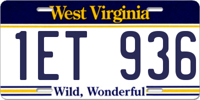 WV license plate 1ET936