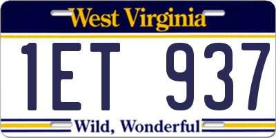 WV license plate 1ET937