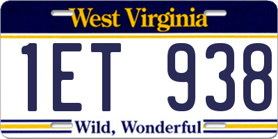 WV license plate 1ET938