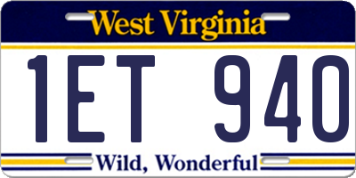 WV license plate 1ET940