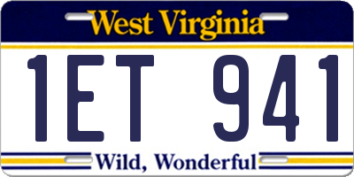 WV license plate 1ET941