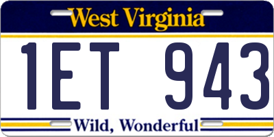 WV license plate 1ET943