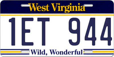 WV license plate 1ET944