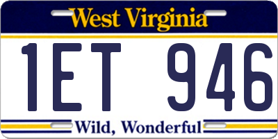 WV license plate 1ET946