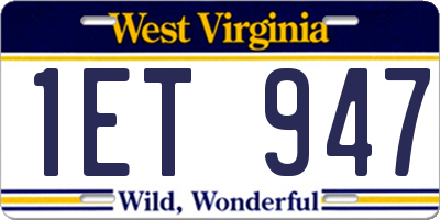 WV license plate 1ET947