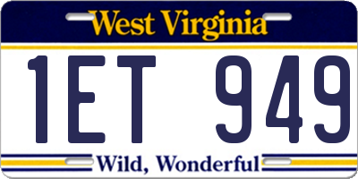 WV license plate 1ET949
