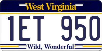 WV license plate 1ET950