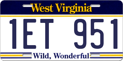 WV license plate 1ET951