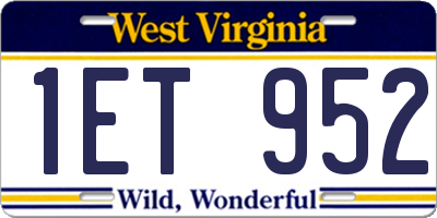 WV license plate 1ET952
