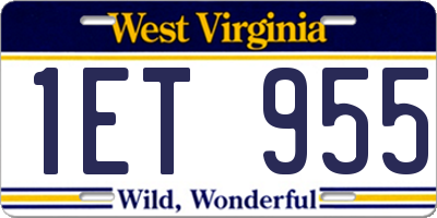 WV license plate 1ET955