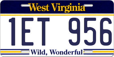WV license plate 1ET956
