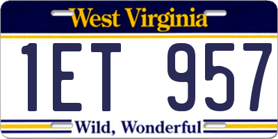 WV license plate 1ET957